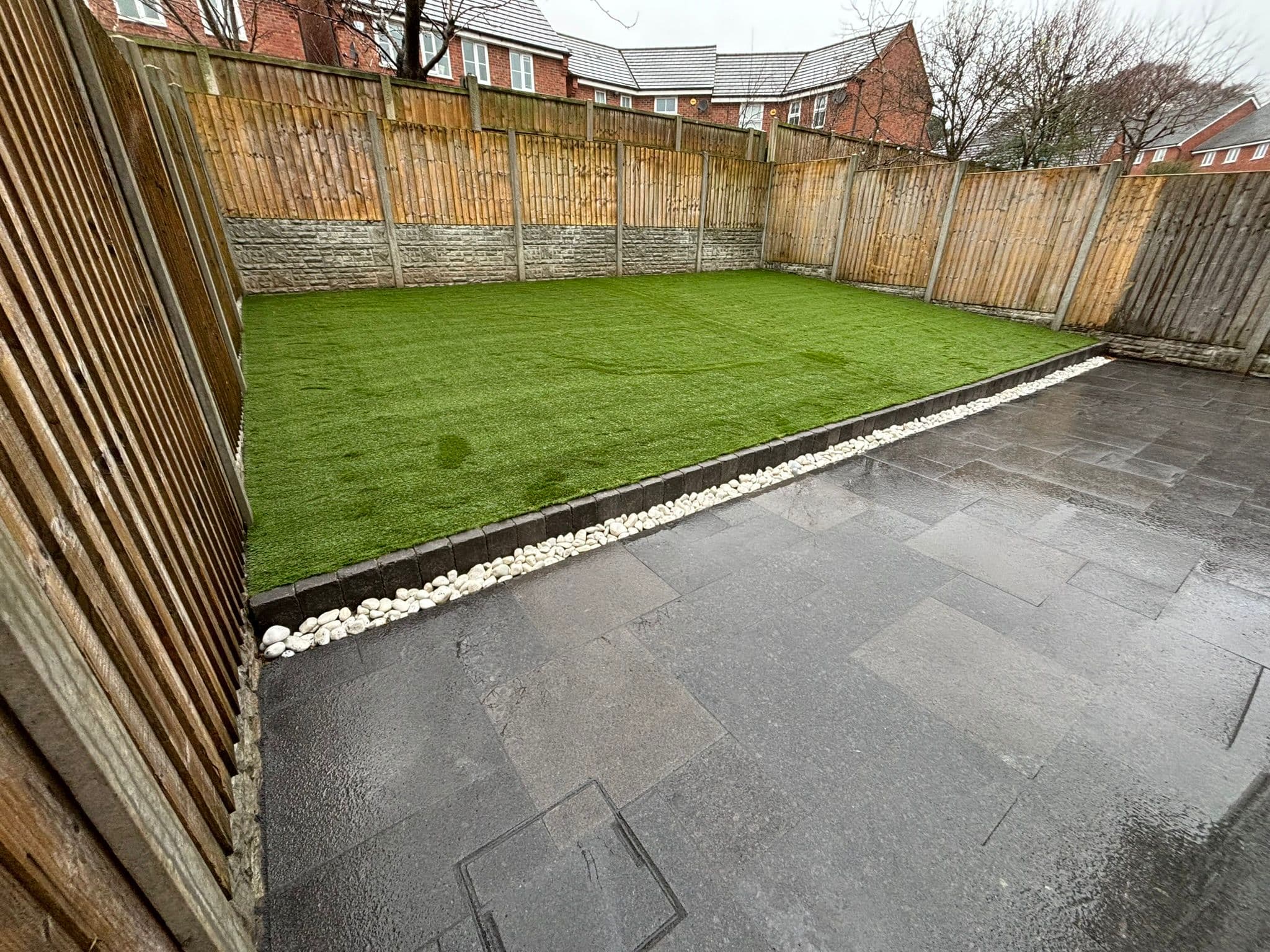 Artificial Grass & Slate Patio