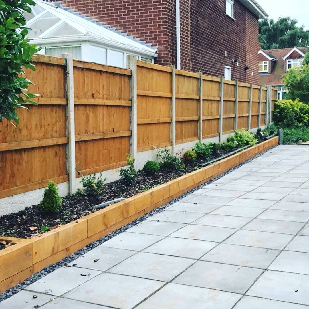 Sleeper planters and paving